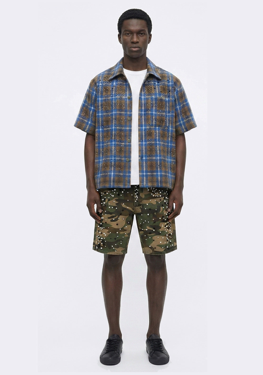 Camo Pearl Denim Shorts (Pre-order)