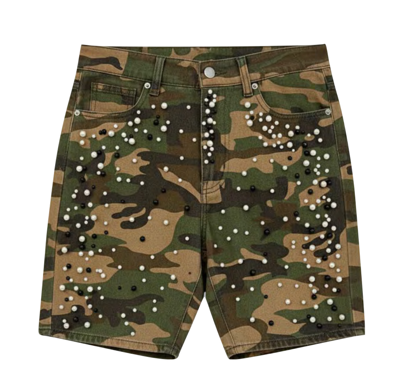 Camo Pearl Denim Shorts (Pre-order)