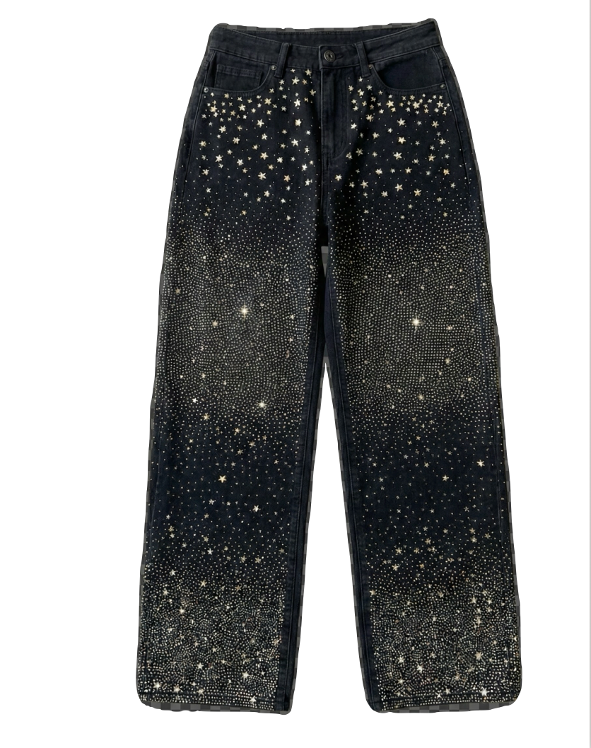 Galaxy Rhinestone Denim Jeans (Pre-order)