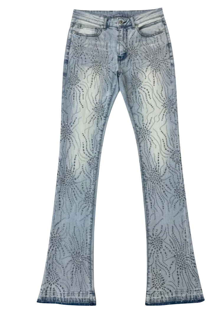 Radiating Rhinestone Denim Jeans (Pre-order)