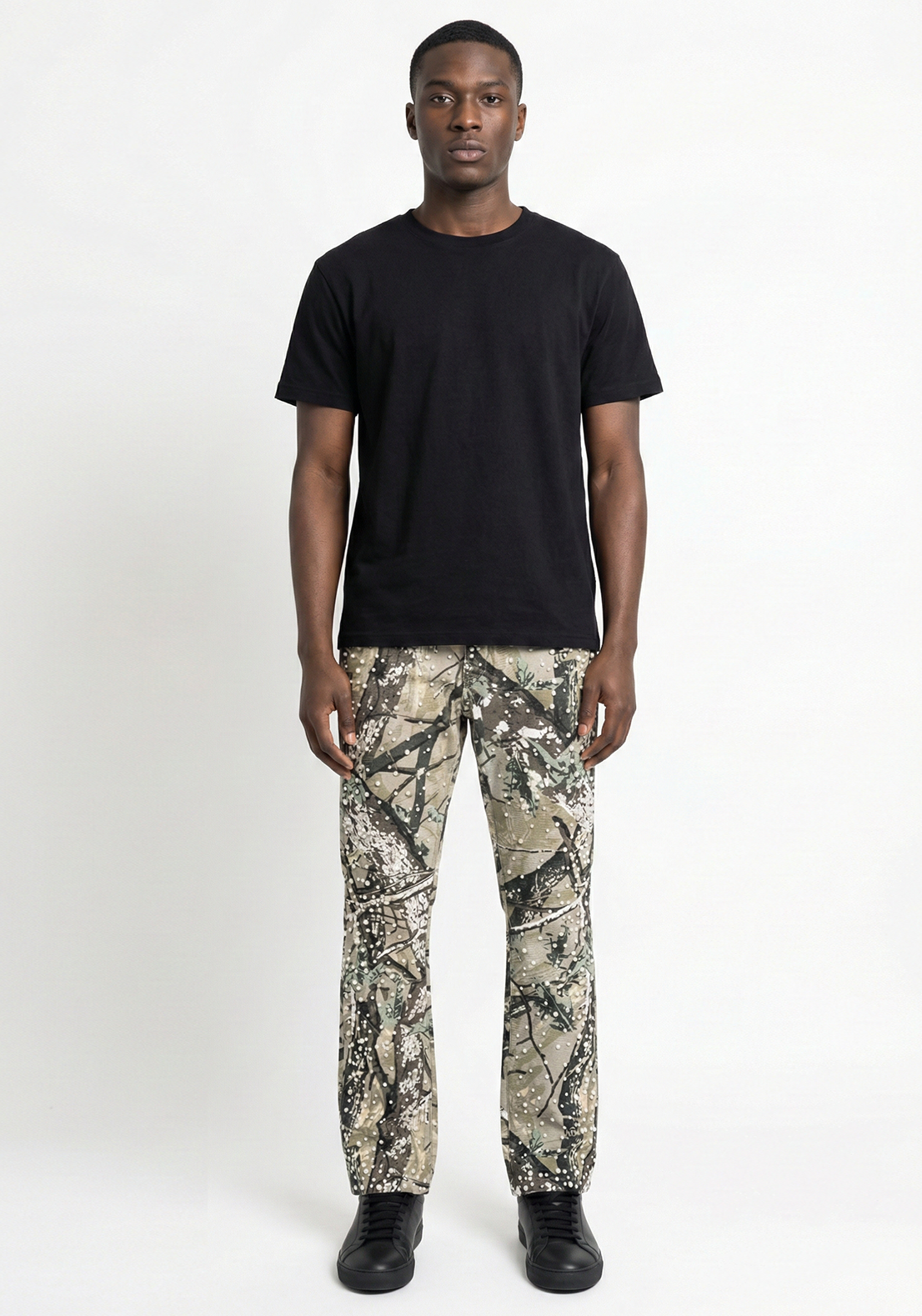 Camo Print Pearl Denim Jeans Black (Pre-order)