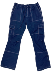 Stitched Nylon Cargo Flared Pants