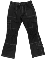 Stitched Nylon Cargo Flared Pants