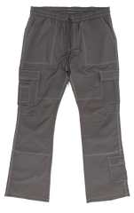 Stitched Nylon Cargo Flared Pants