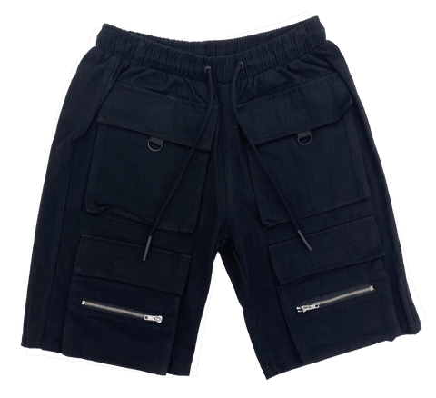 Black 4-Pocket Tech Cargo Shorts