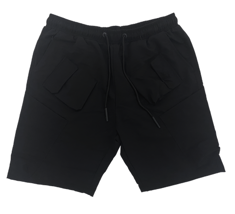 Black Angled Pocket Shorts