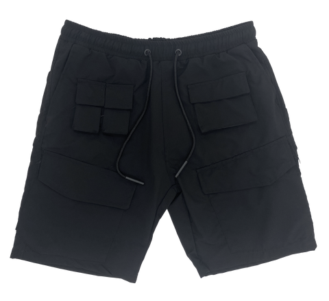 Black Cargo Tech Shorts