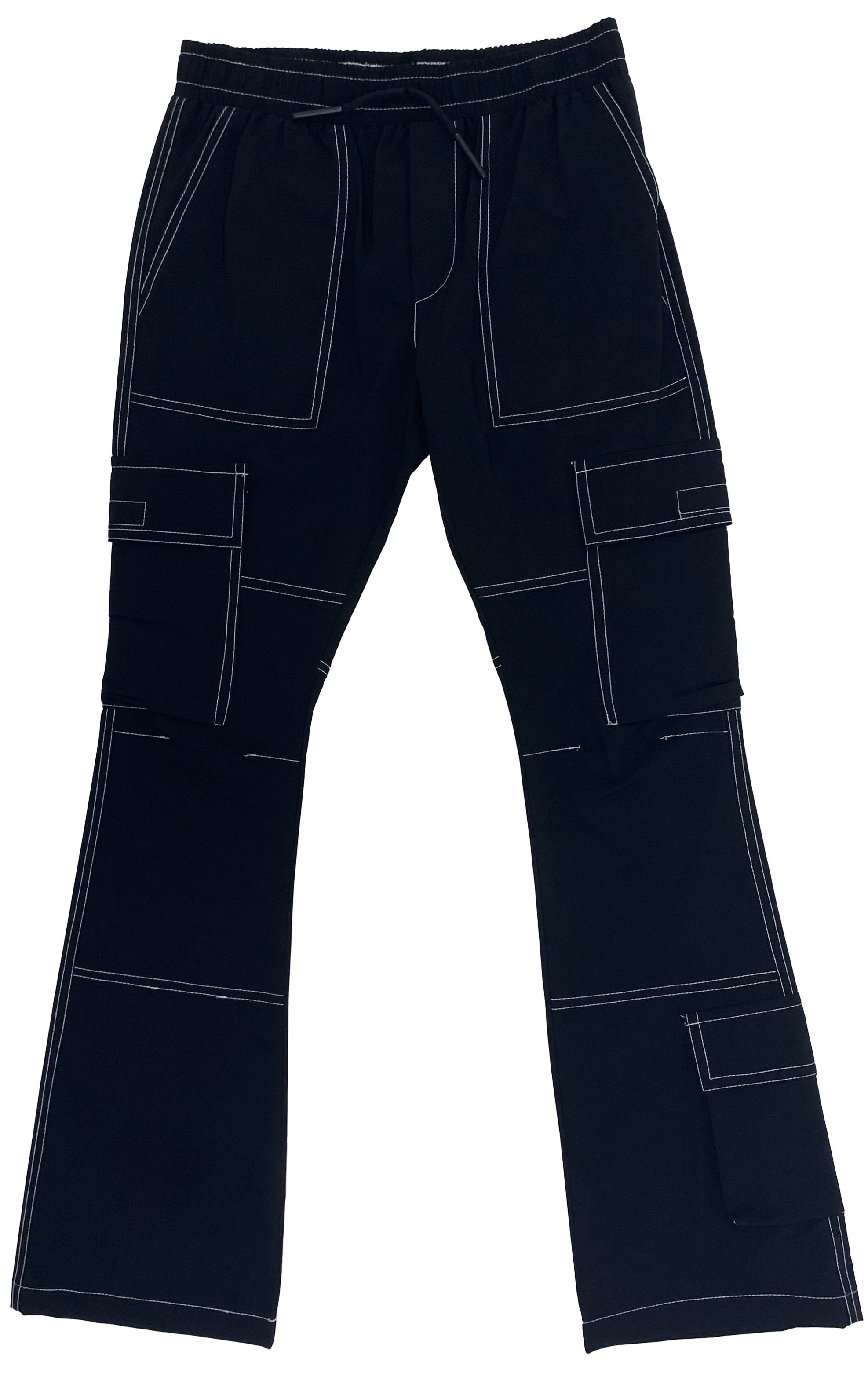 Black Flared Outline Cargo Pants