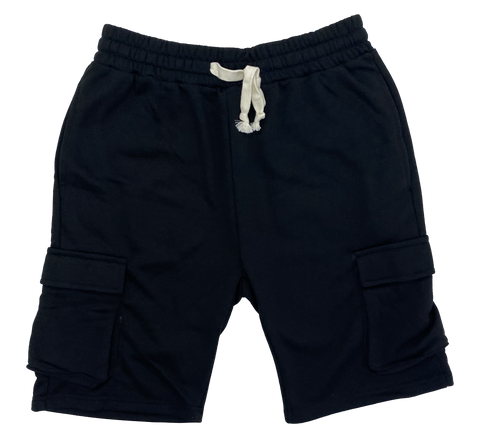 Black Sweatpant Cargo Shorts