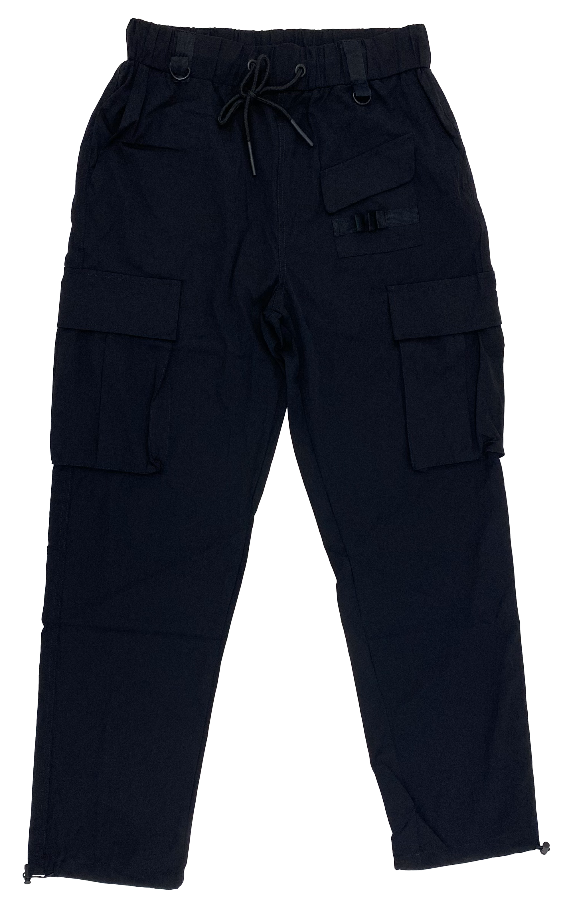 Black Cargo Adjustable Tech Sweatpants Ft. Clip