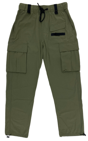 Olive Cargo Adjustable Tech Sweatpants Ft. Clip