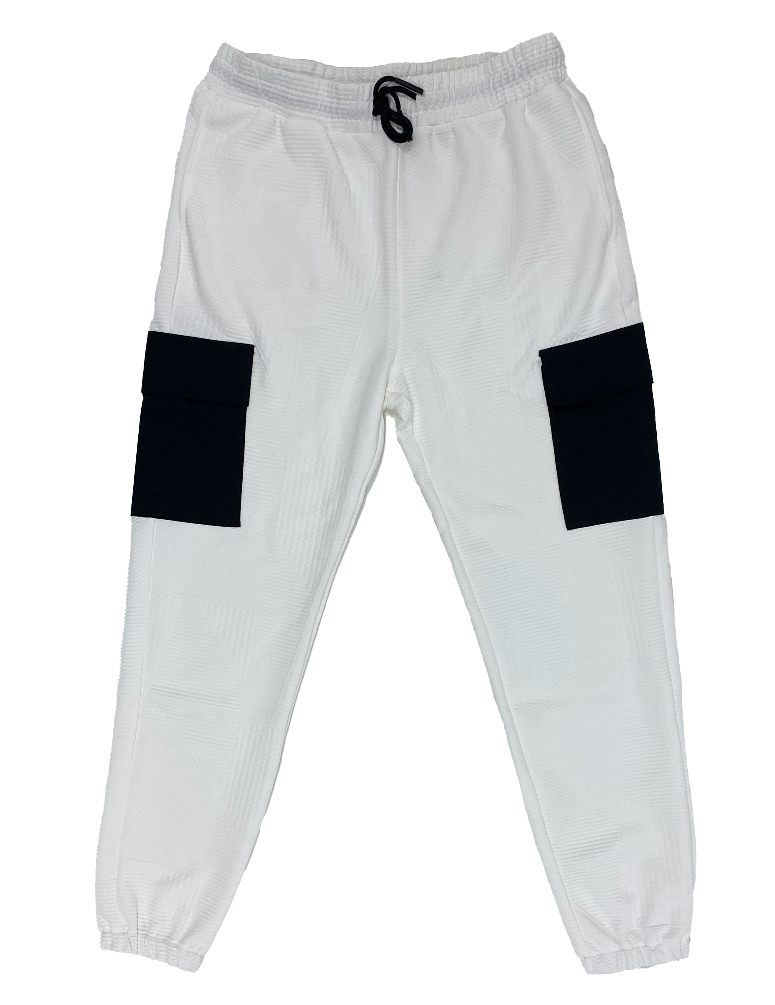 White Black-Pocket Joggers