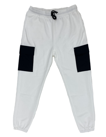 White Black-Pocket Joggers