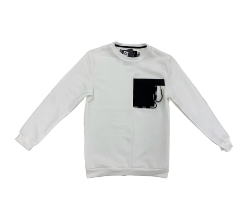 White String Breast Pocket Long Sleeve