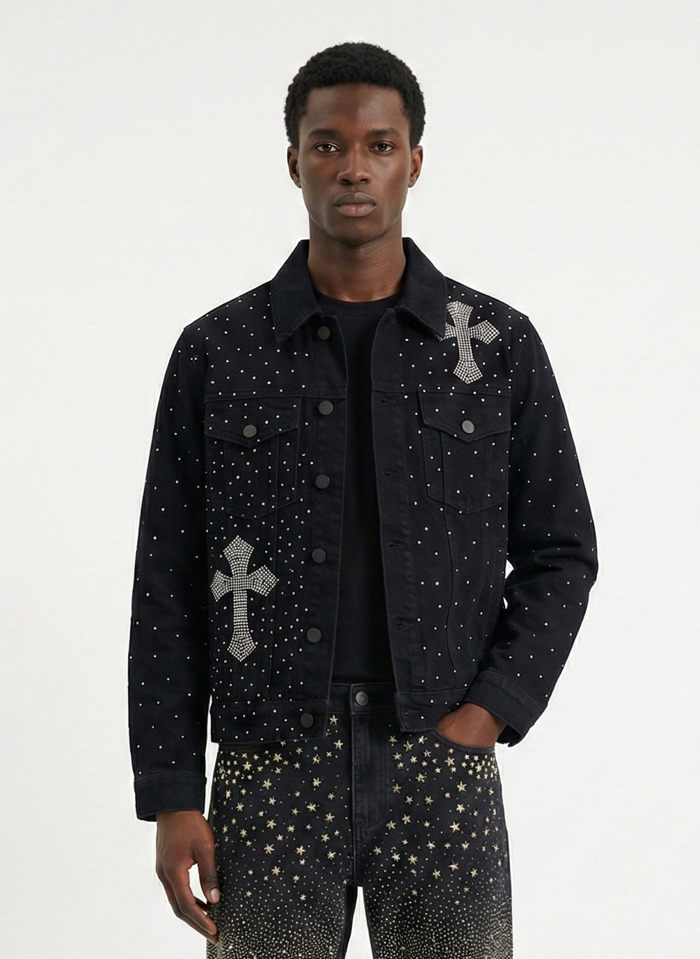 Cross Denim Jacket Black (Pre-order)