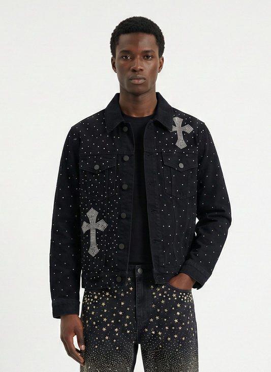 Cross Denim Jacket Black (Pre-order)