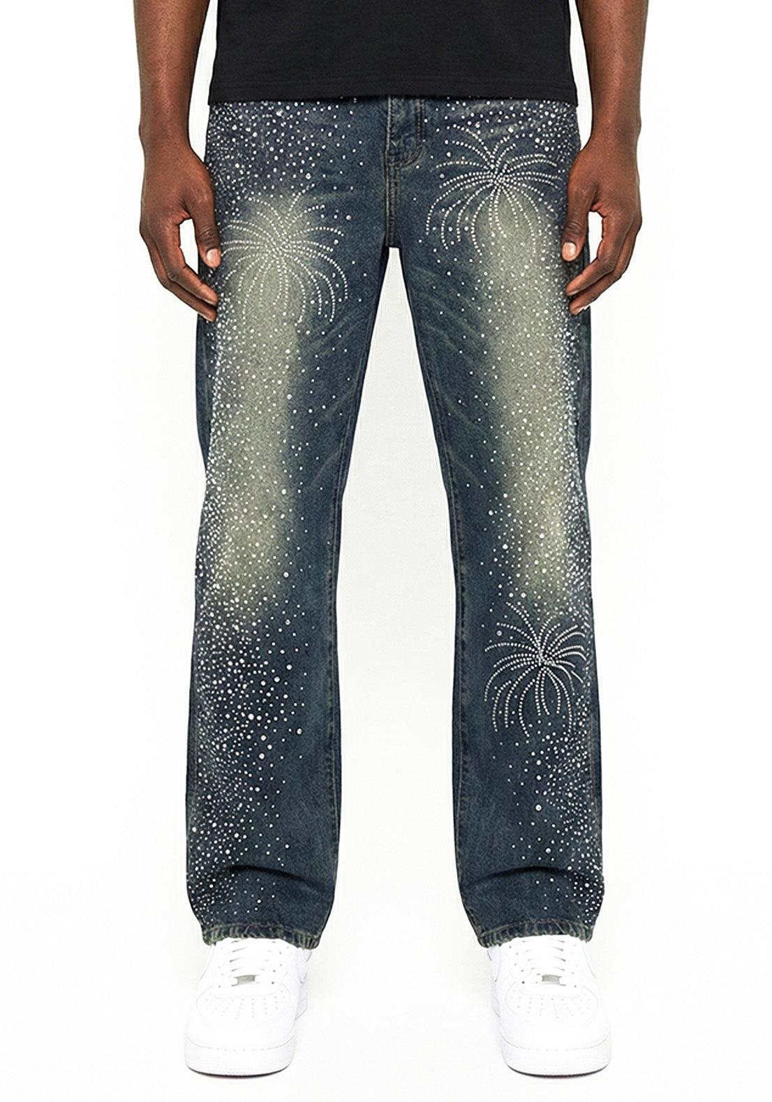Firework Rhinestone Denim Jeans( Pre-order)