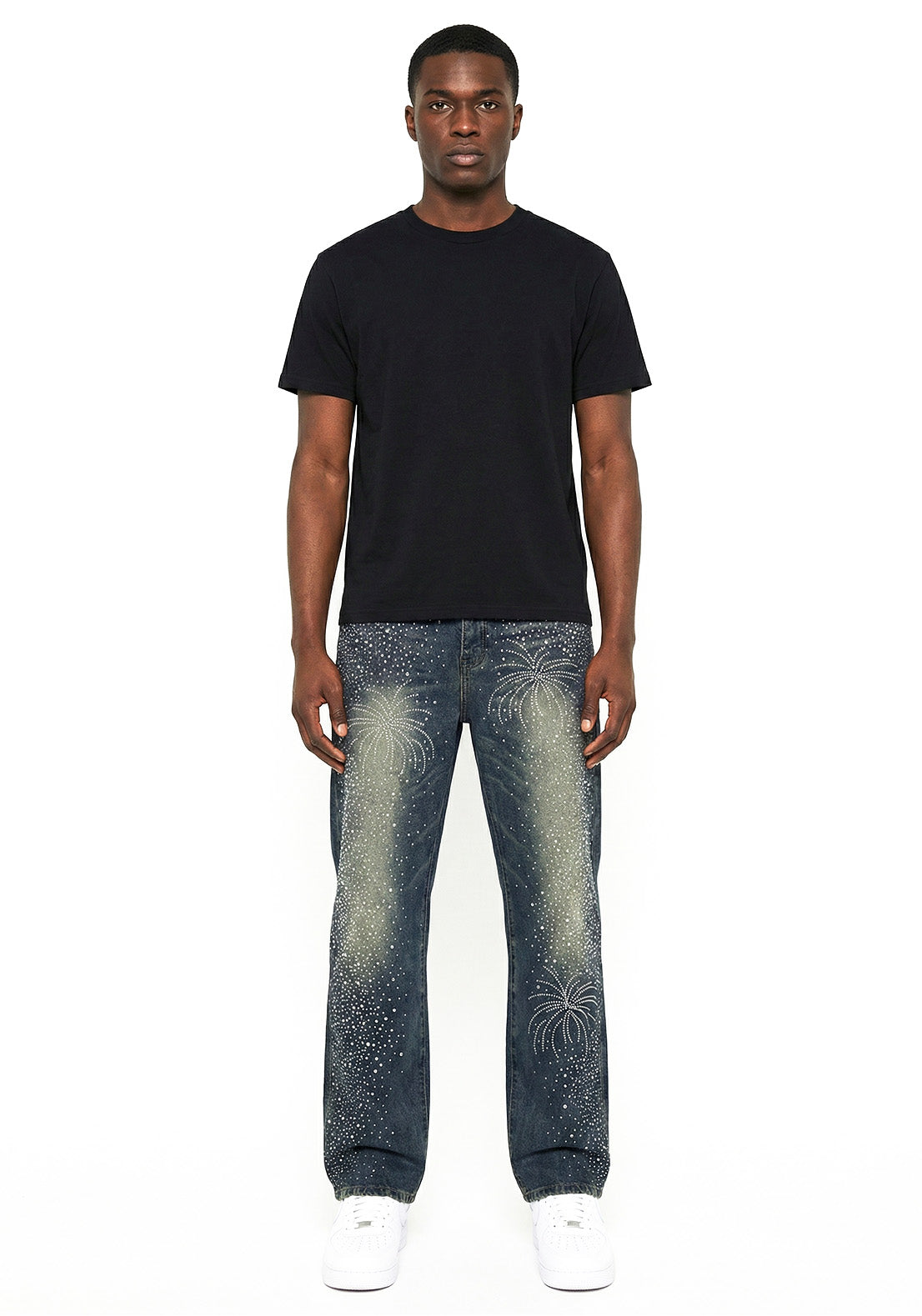 Firework Rhinestone Denim Jeans( Pre-order)