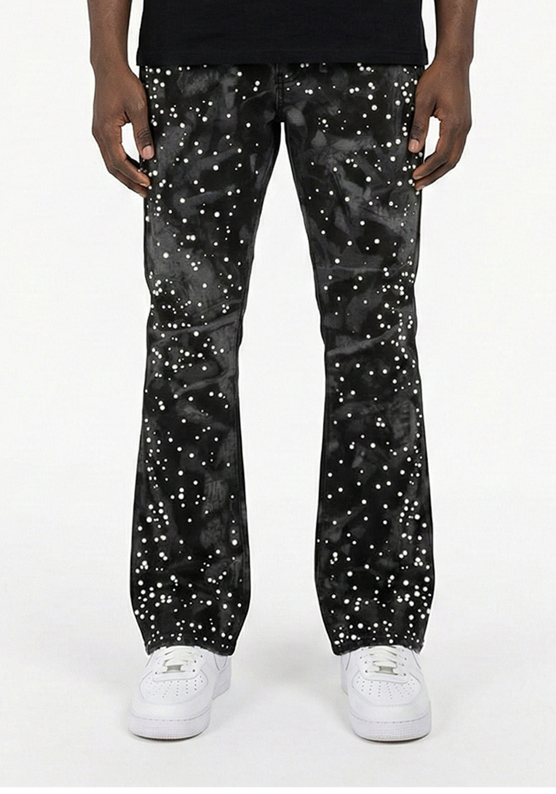 Camo Print Pearl Denim Jeans Black (Pre-order)