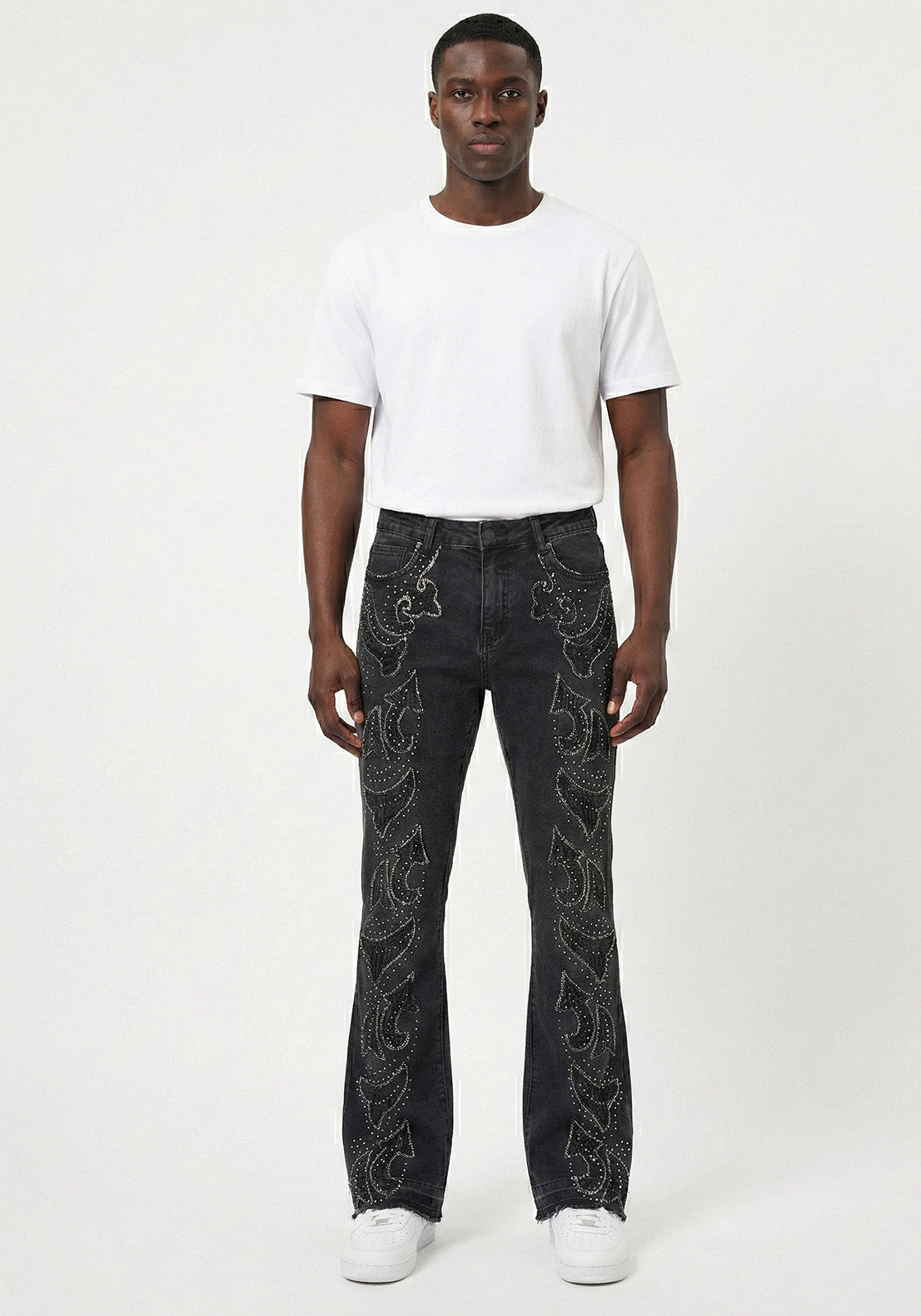 Flame Studded Denim Jeans Blue (Pre-order)