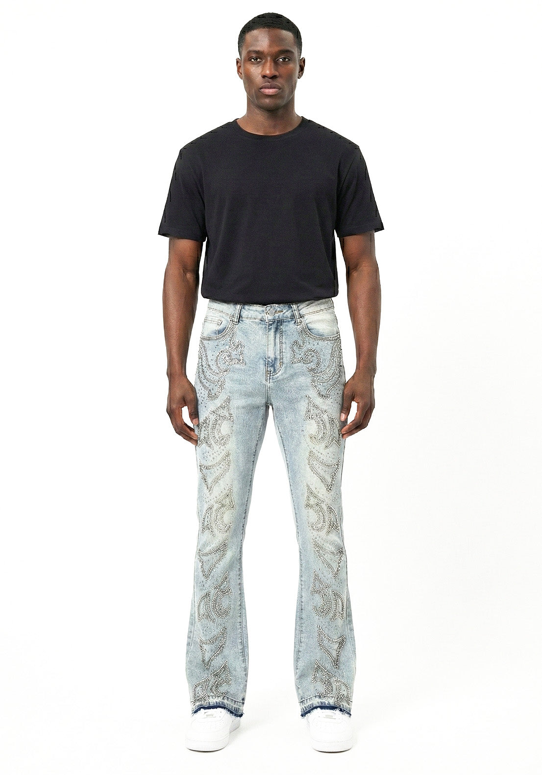 Flame Studded Denim Jeans Blue (Pre-order)