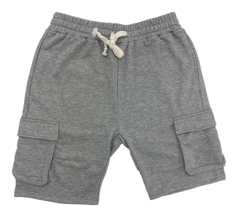 Grey Sweatpant Cargo Shorts