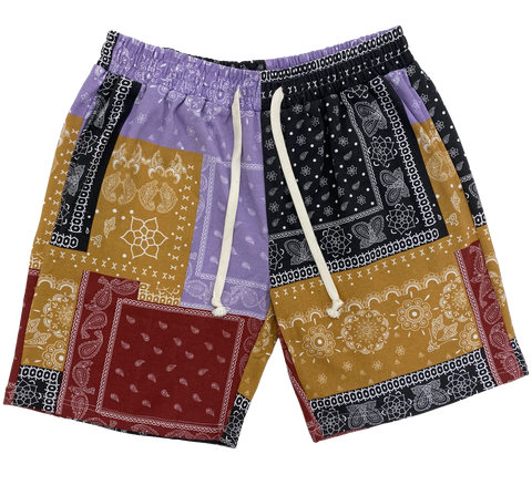 Multi-Color Multi-Stitch Paisley Shorts