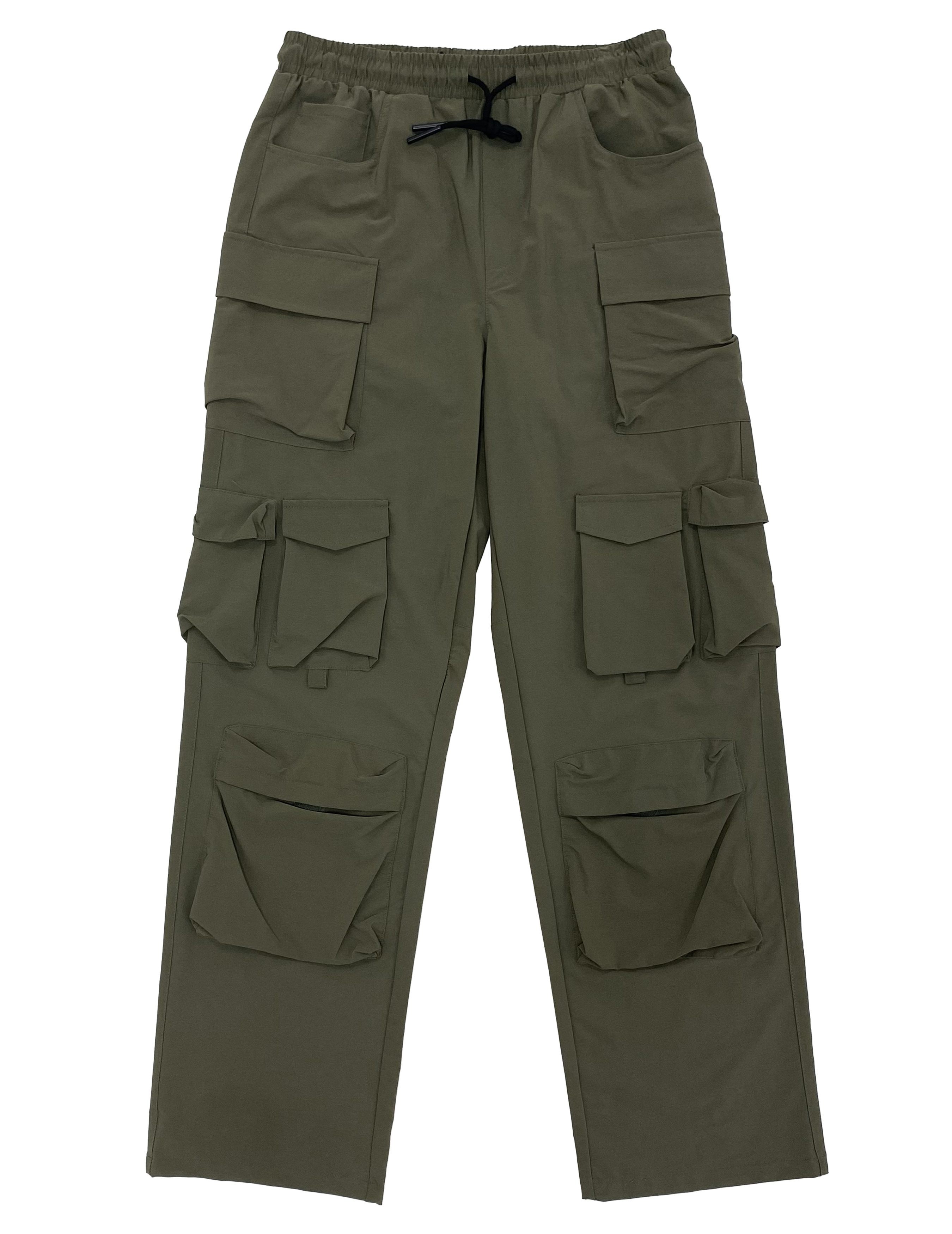 Olive 10-Pocket Adjustable Cargo Pants