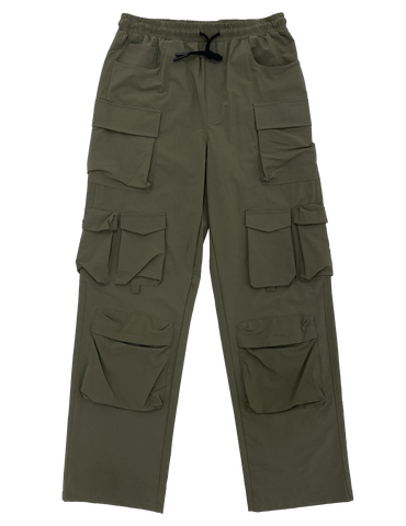 Olive 10-Pocket Adjustable Cargo Pants