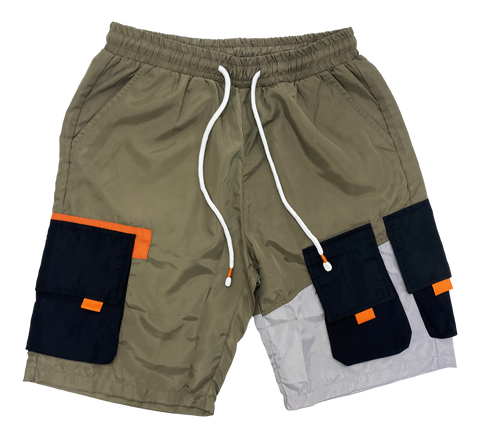 Olive & Grey Tech Shorts