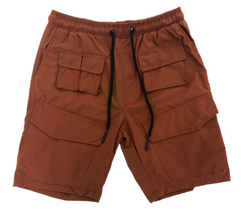 Orange Cargo Tech Shorts