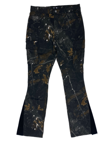 Black Camo Flared Trousers