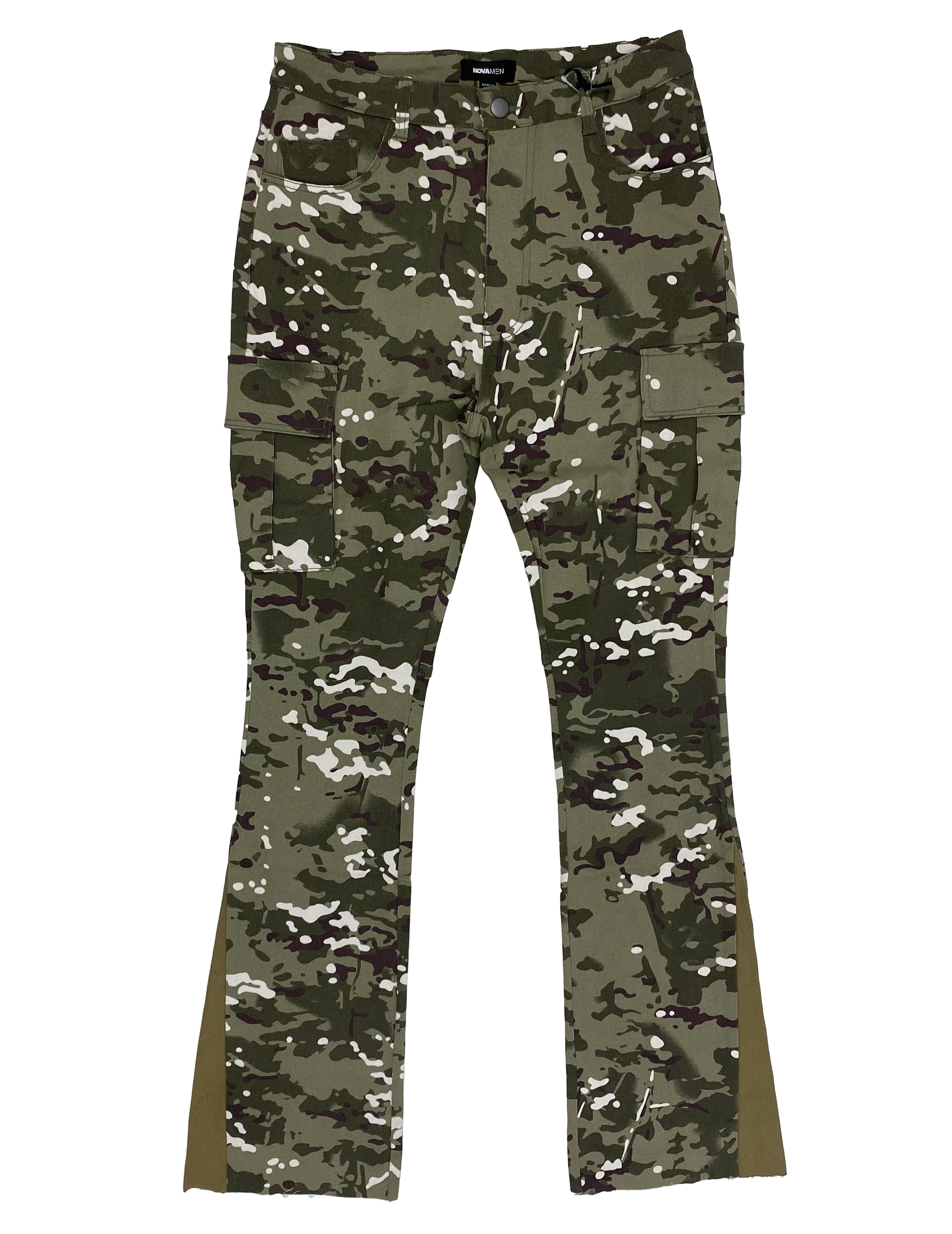 Green Camo Flared Trousers