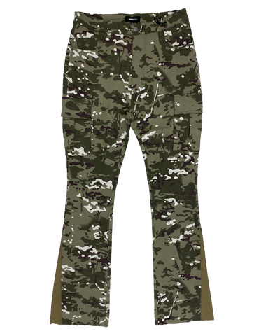 Green Camo Flared Trousers