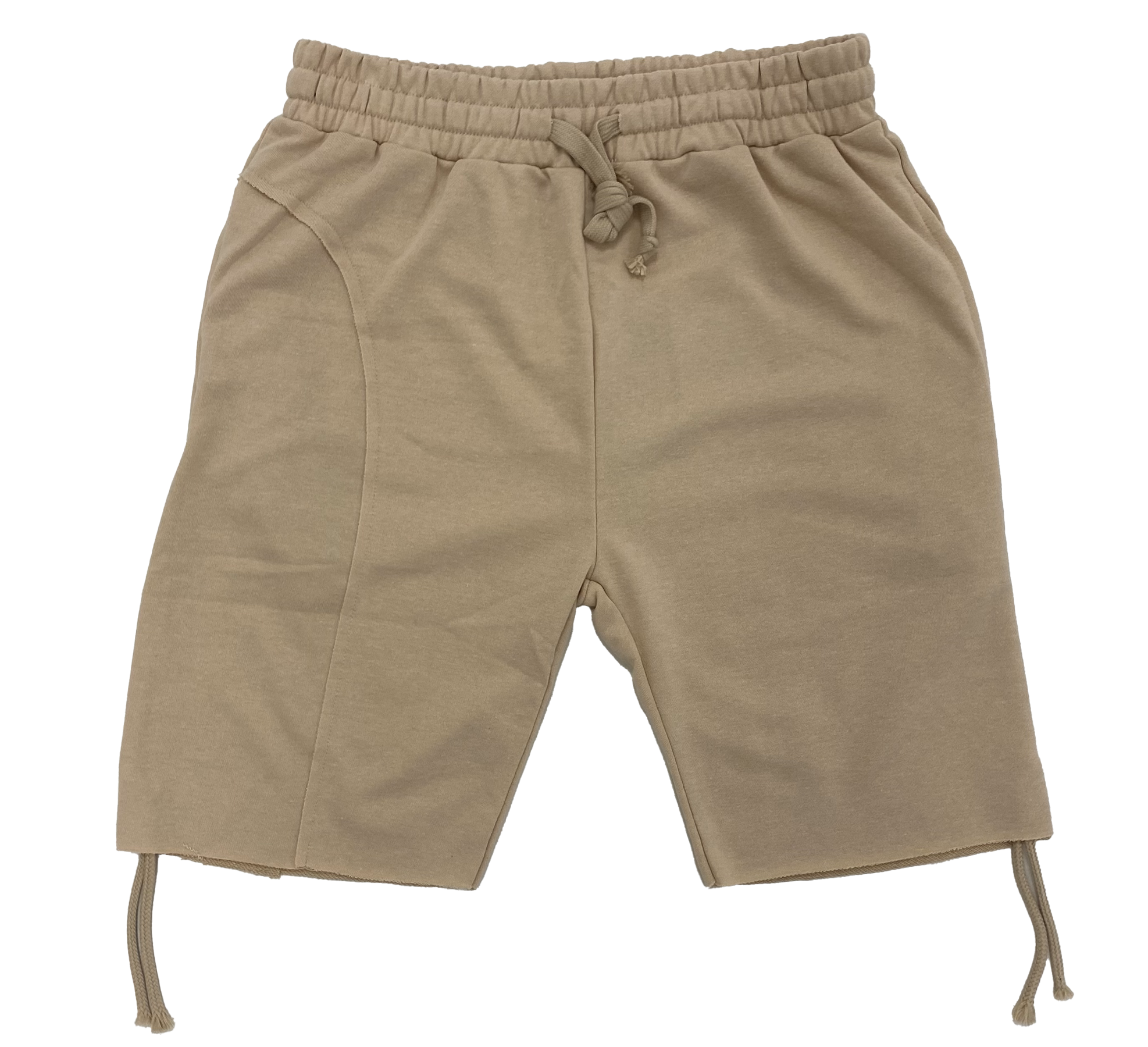 Tan String Sweatpant Shorts