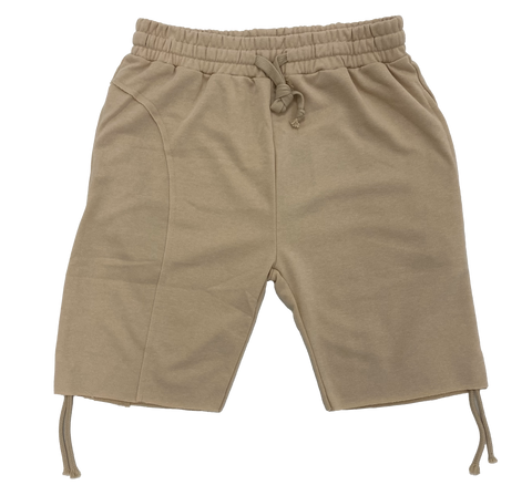 Tan String Sweatpant Shorts