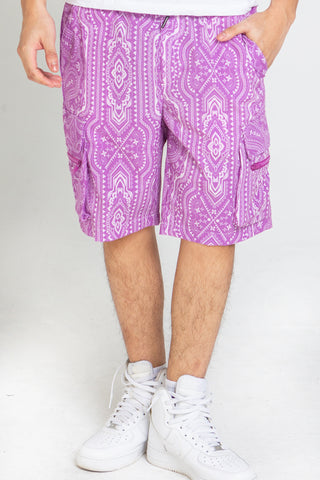 Purple Bandana Nylon Shorts