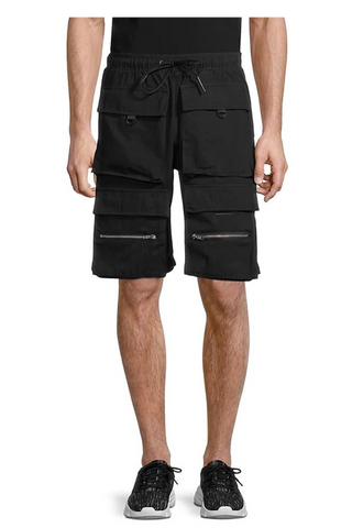 Black Four Pocket Twill Shorts