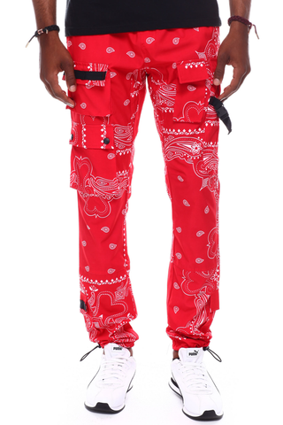 Red Printed Pockets Jogger